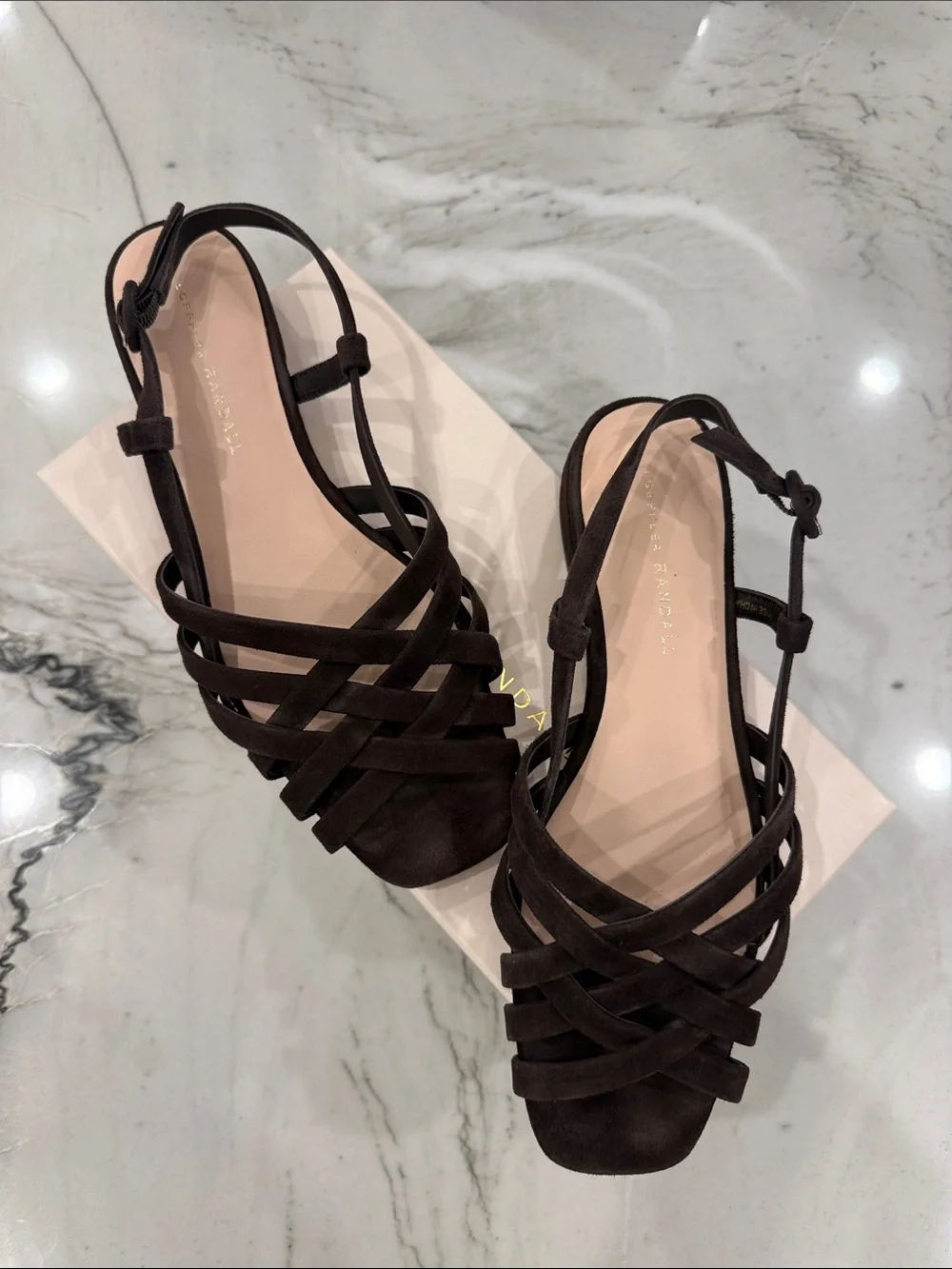 Loeffler Randal Shelly Brown Suede Flat Sandal size 8